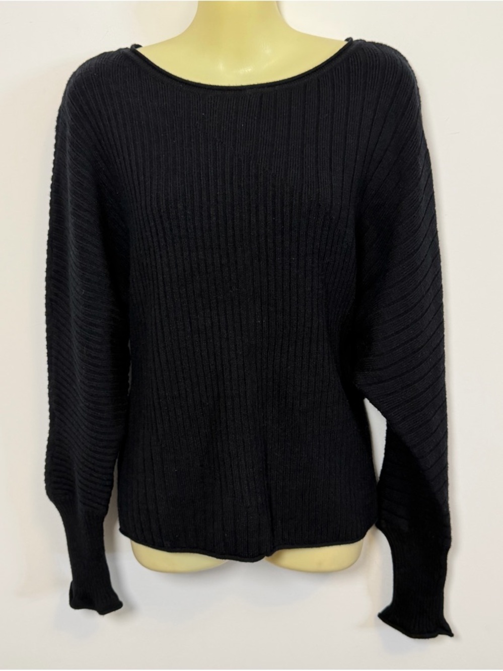 Cyrus Black Ribbed Boatneck Sweater
